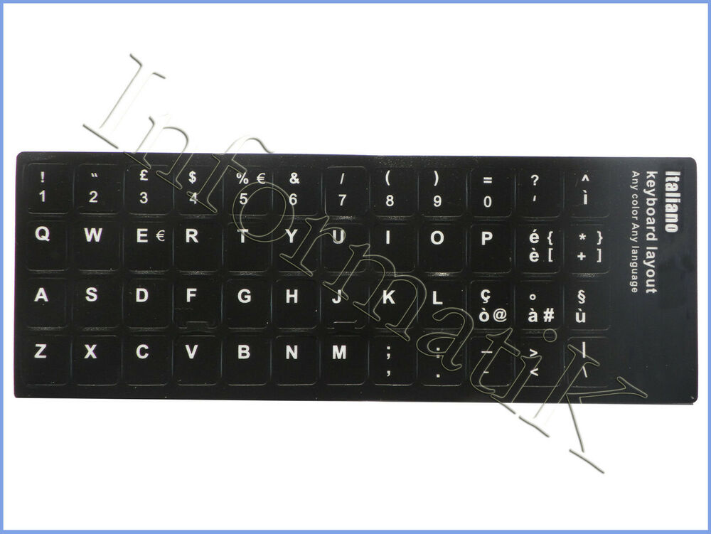 Adesivi Neri Etichette Lettere per Tastiera Italiana Stickers Black Keyboard ITA_main_foto
