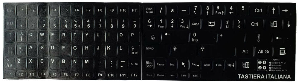 Adesivi Keyboard Stickers per Tastiera Italiana Tasti CTRL Invio Shift Alt  Gr Pg