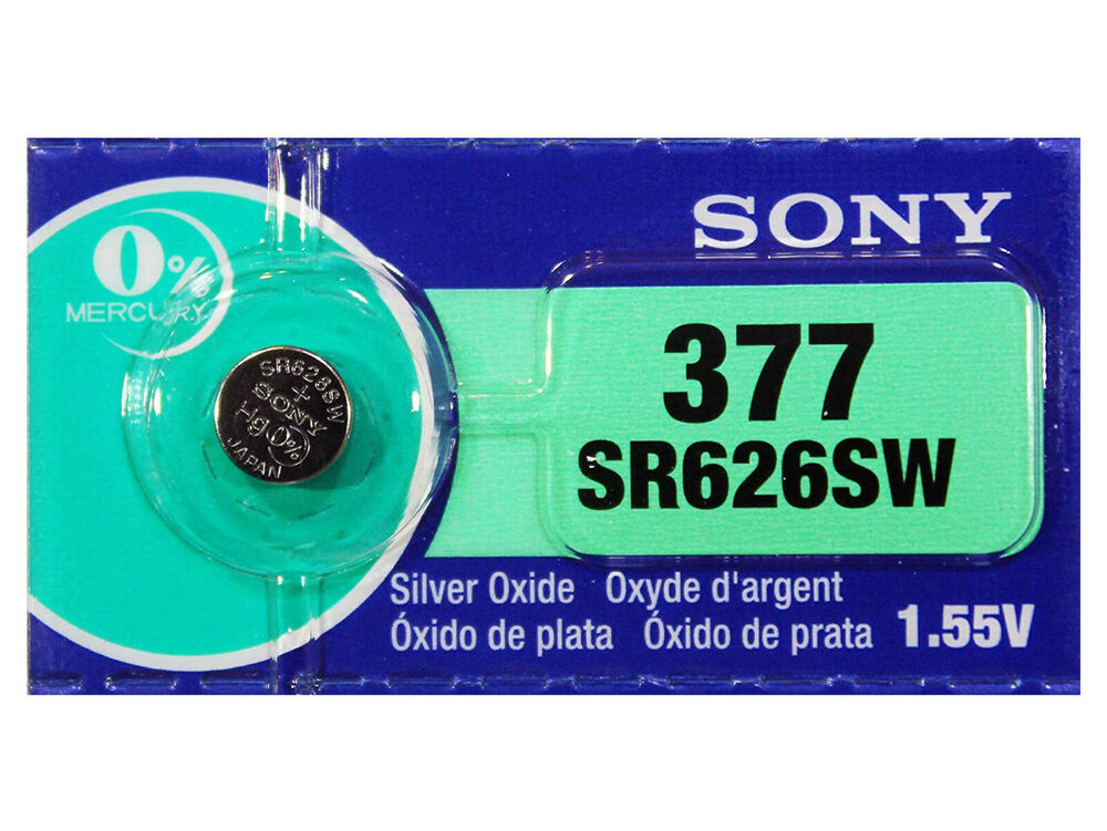 Sony 377 Pila Batteria Orologio Mercury Free Silver Oxide SR626SW Japan 1.55V_main_foto