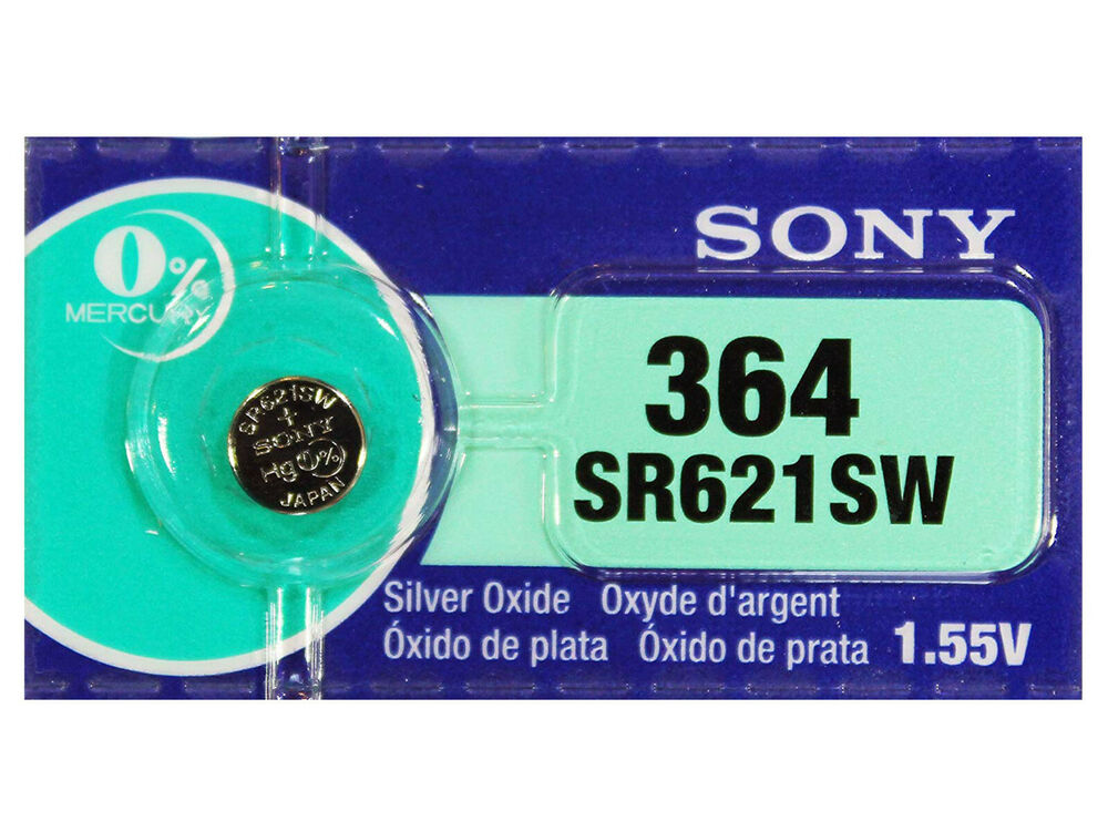 Sony 364 Pila Batteria Orologio Mercury Free Silver Oxide SR621SW Japan 1.55V_main_foto