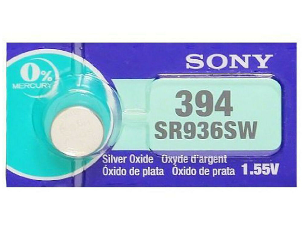 Sony 394 Pila Batteria Orologio Mercury Free Silver Oxide SR936SW Japan 1.55V_main_foto