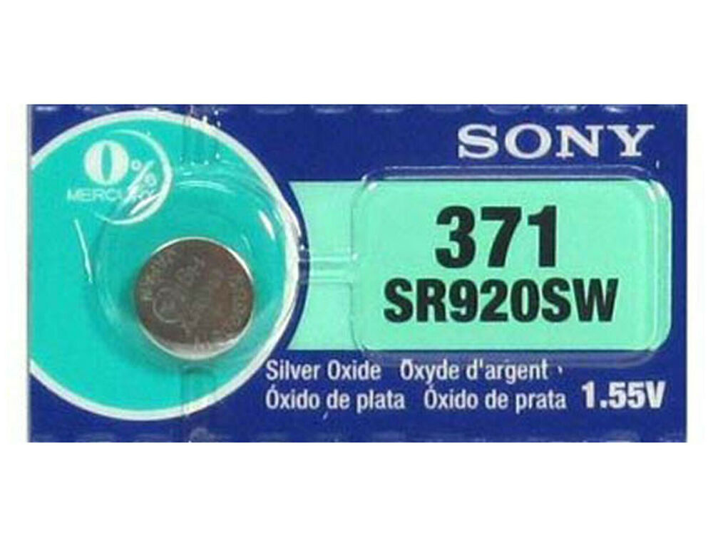 Sony 371 Pila Batteria Orologio Mercury Free Silver Oxide SR920SW Japan 1.55V_main_foto