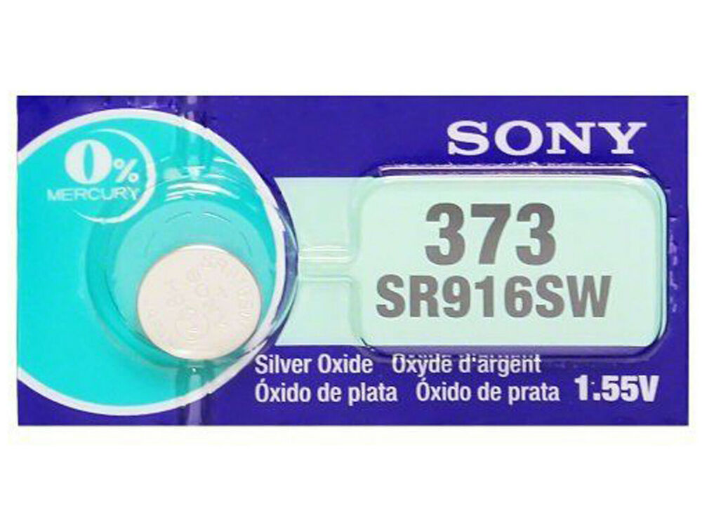 Sony 373 Pila Batteria Orologio Mercury Free Silver Oxide SR916SW Japan 1.55V_main_foto