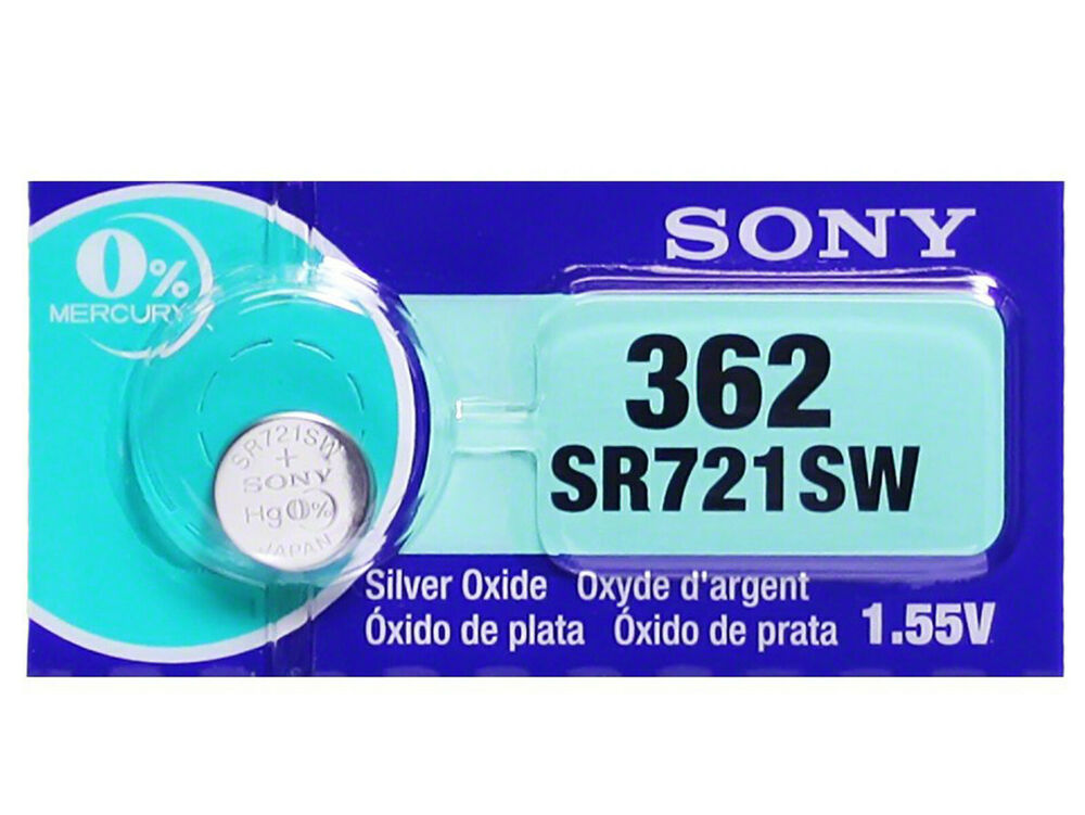Sony 362 Pila Batteria Orologio Mercury Free Silver Oxide SR721SW Japan 1.55V_main_foto