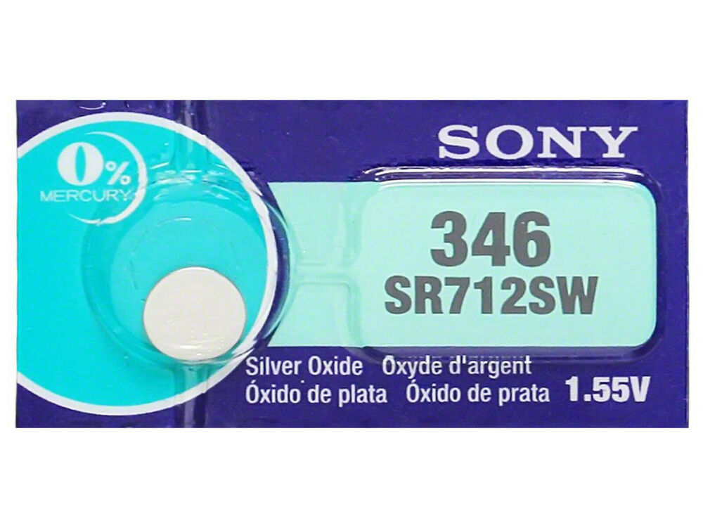 Sony 346 Pila Batteria Orologio Mercury Free Silver Oxide SR712SW Japan 1.55V_main_foto
