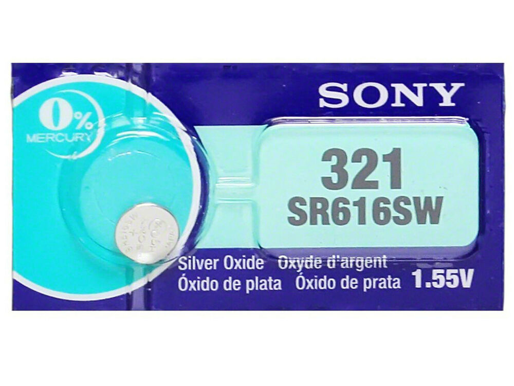 Sony 321 Pila Batteria Orologio Mercury Free Silver Oxide SR616SW Japan 1.55V_main_foto