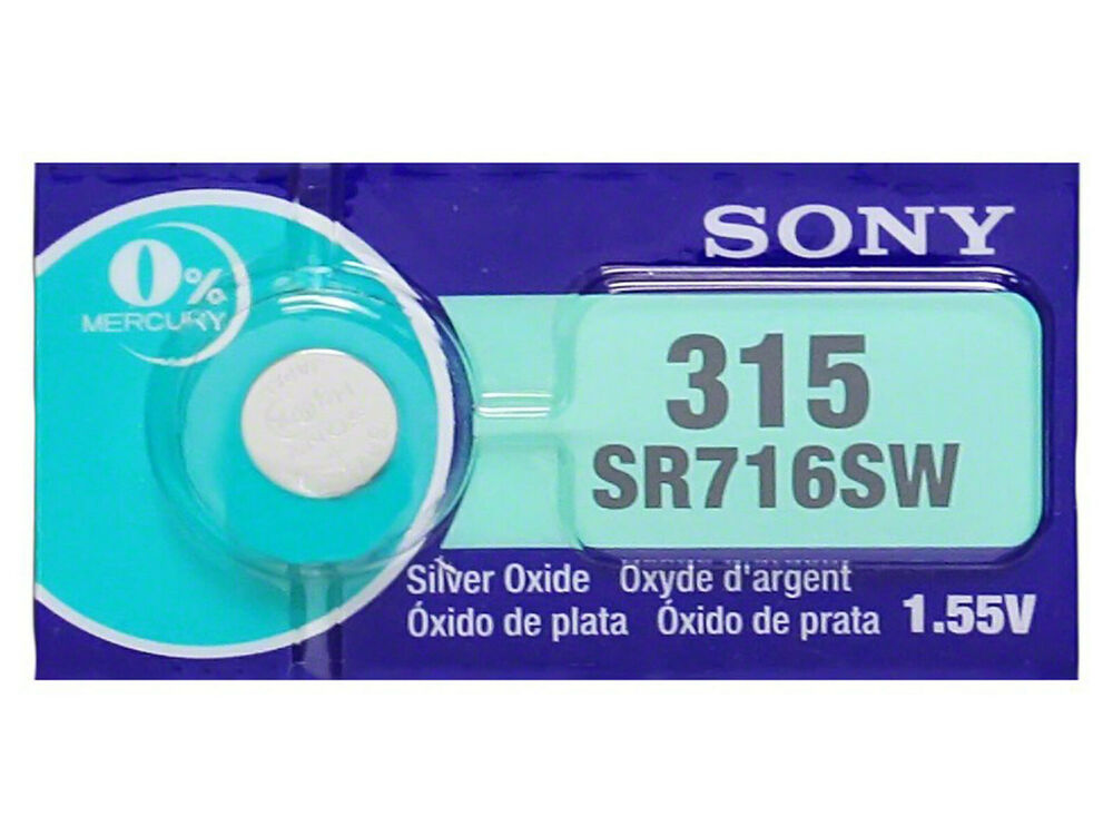 Sony 315 Pila Batteria Orologio Mercury Free Silver Oxide SR716SW Japan 1.55V_main_foto