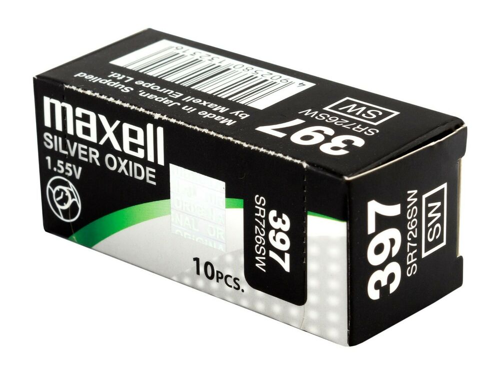 10 x Maxell 397 Pile Batterie Scatola Mercury Free Silver Oxide SR726SW 1.55V_main_foto