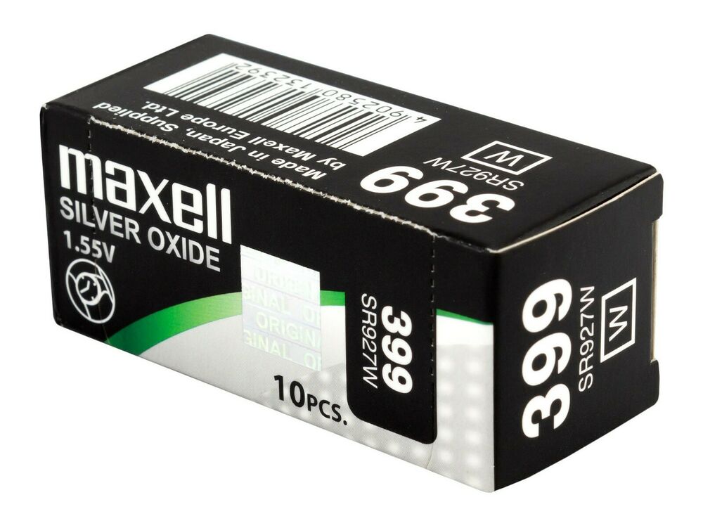 10 x Maxell 399 Pila Batteria Orologio Mercury Free Silver Oxide SR927W 1.55V_main_foto