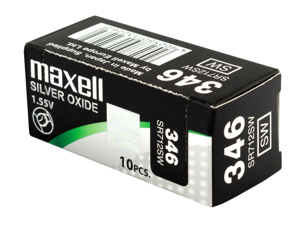 10 x Maxell 346 Pile Batterie Scatola Mercury Free Silver Oxide SR712SW 1.55V_main_foto