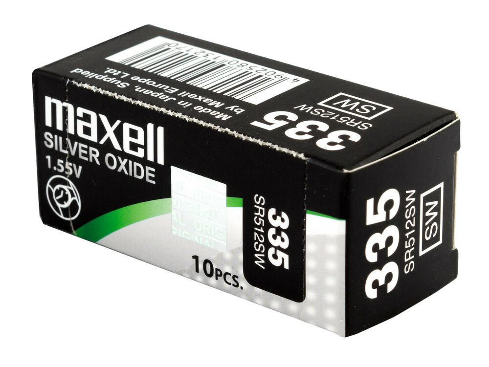 10 x Maxell 335 Pile Batterie Scatola Mercury Free Silver Oxide SR512SW 1.55V_main_foto