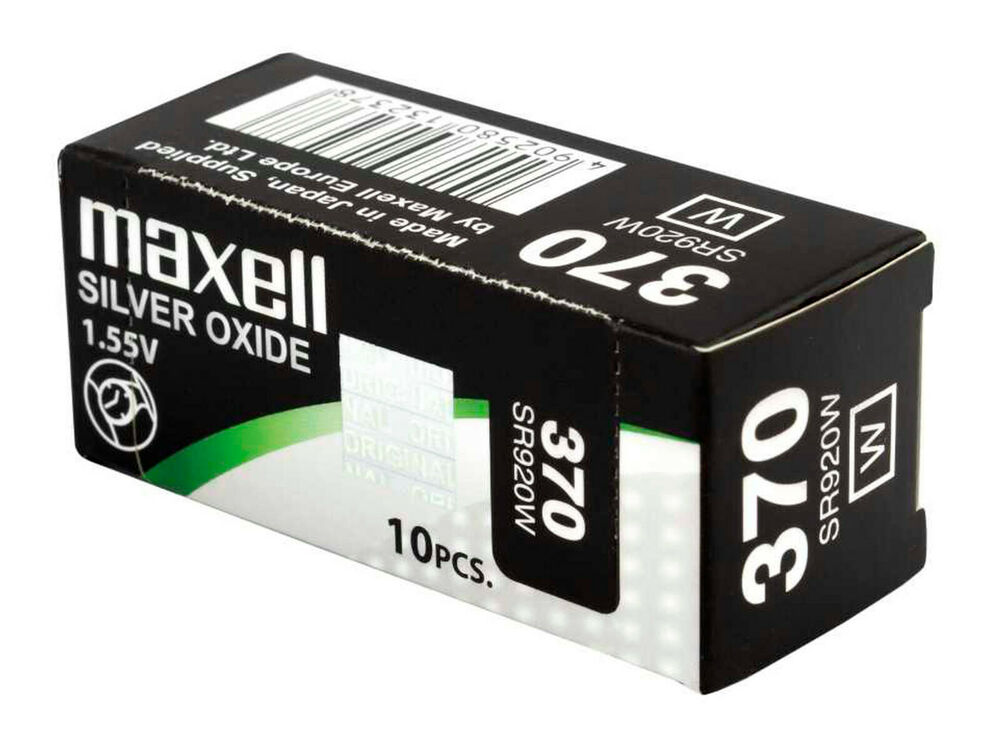 10 x Maxell 370 Pile Batterie Scatola Mercury Free Silver Oxide SR920W 1.55V_main_foto