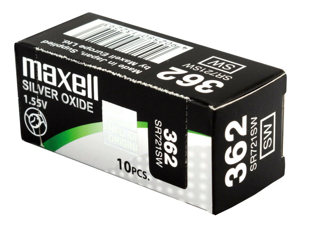 10 x Maxell 362 Pile Batterie Scatola Mercury Free Silver Oxide SR721SW 1.55V_main_foto