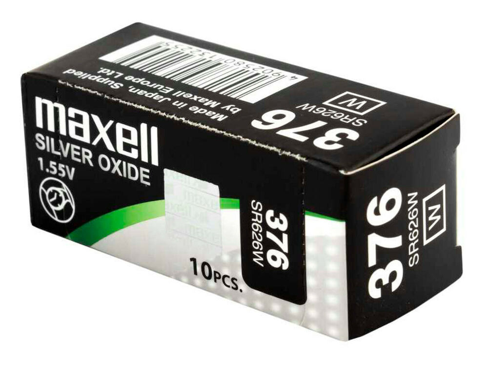 10 x Maxell 376 Pile Batterie Scatola Mercury Free Silver Oxide SR626W 1.55V_main_foto