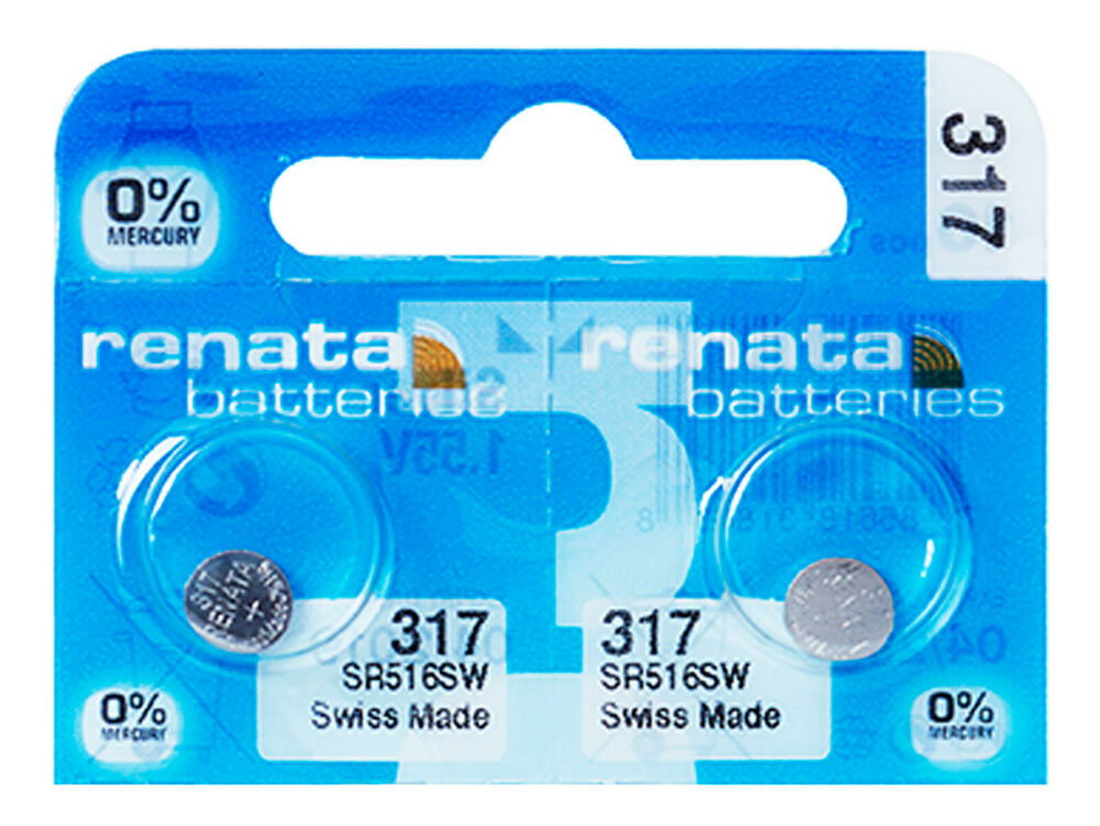 2 x Renata 317 Pile Batterie Blister Mercury Free Silver Oxide SR516W 1.55V_main_foto