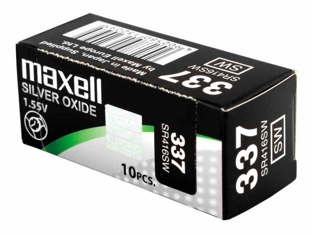 10 x Maxell 337 Pile Batterie Scatola Mercury Free Silver Oxide SR416SW 1.55V_main_foto