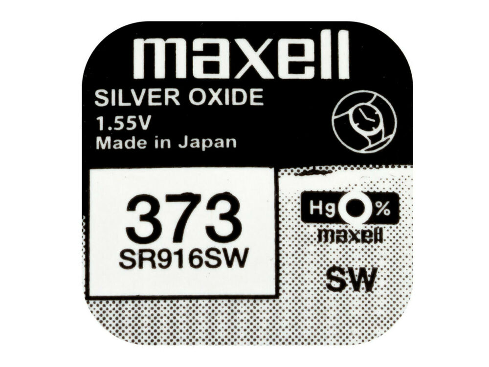 Maxell 373 Pila Batteria Orologio Mercury Free Silver Oxide SR916SW Japan 1.55V_main_foto