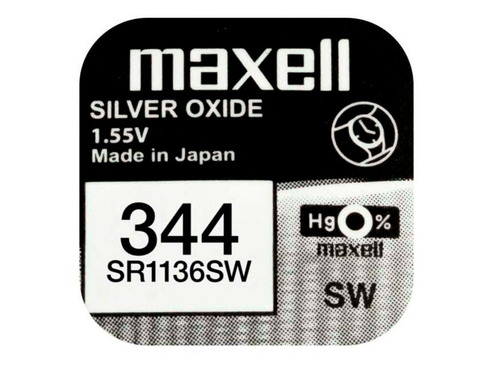 Maxell 344 Pila Batteria Orologio Mercury Free Silver Oxide SR1136SW Japan 1.55V_main_foto