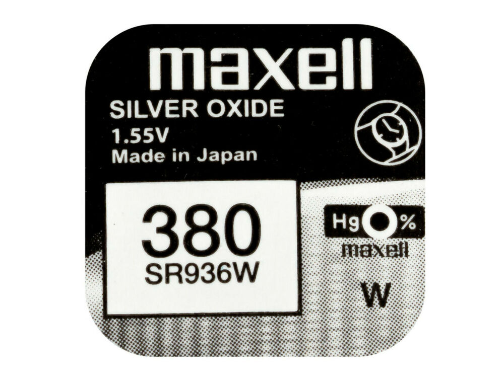 Maxell 380 Pila Batteria Orologio Mercury Free Silver Oxide SR936W Japan 1.55V_main_foto