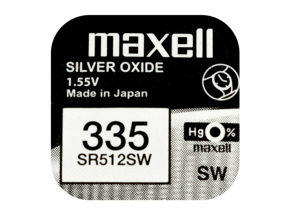 Maxell 335 Pila Batteria Orologio Mercury Free Silver Oxide SR512SW Japan 1.55V_main_foto