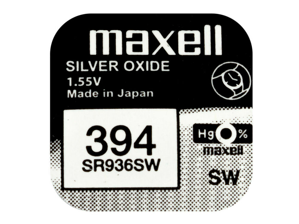 Maxell 394 Pila Batteria Orologio Mercury Free Silver Oxide SR936SW Japan 1.55V_main_foto