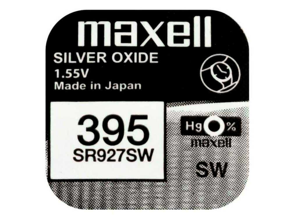 Maxell 395 Pila Batteria Orologio Mercury Free Silver Oxide SR927SW Japan 1.55V_main_foto