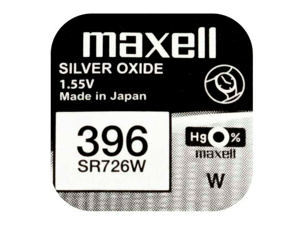 Maxell 396 Pila Batteria Orologio Mercury Free Silver Oxide SR726SW Japan 1.55V_main_foto