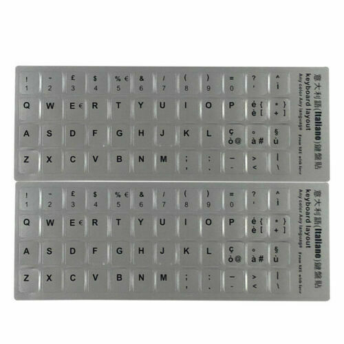 2 x Adesivi Grigi Etichette Lettere Tastiera Italiana Stickers Silver Keyboard_main_foto