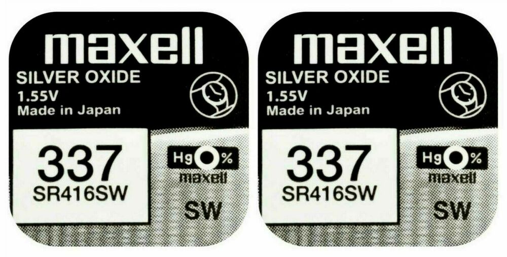 2 x Maxell 337 Pila Batteria Orologio Mercury Free Silver Oxide SR416SW 1.55V_main_foto