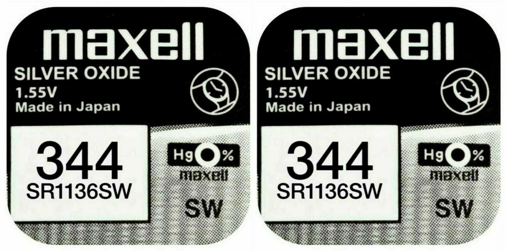 2 x Maxell 344 Pila Batteria Orologio Mercury Free Silver Oxide SR1136SW 1.55V_main_foto