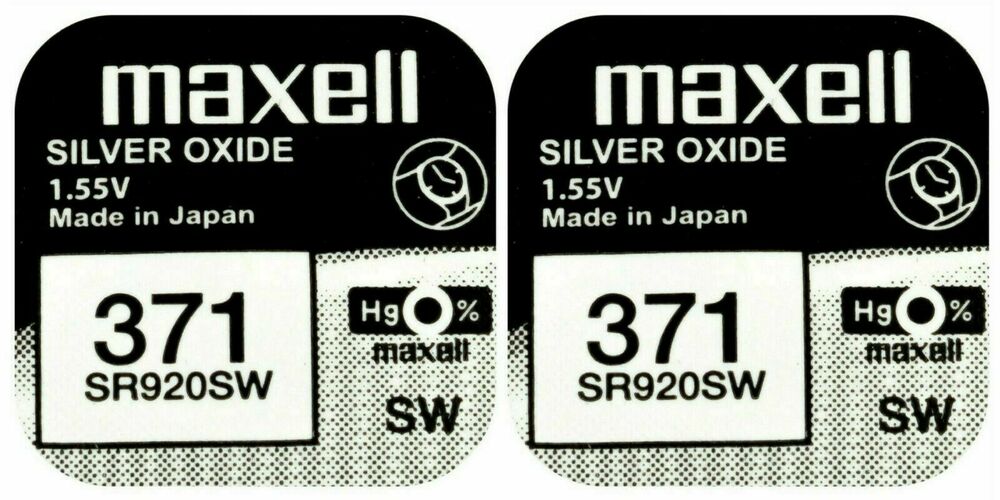 2 x Maxell 371 Pila Batteria Orologio Mercury Free Silver Oxide SR920SW 1.55V_main_foto