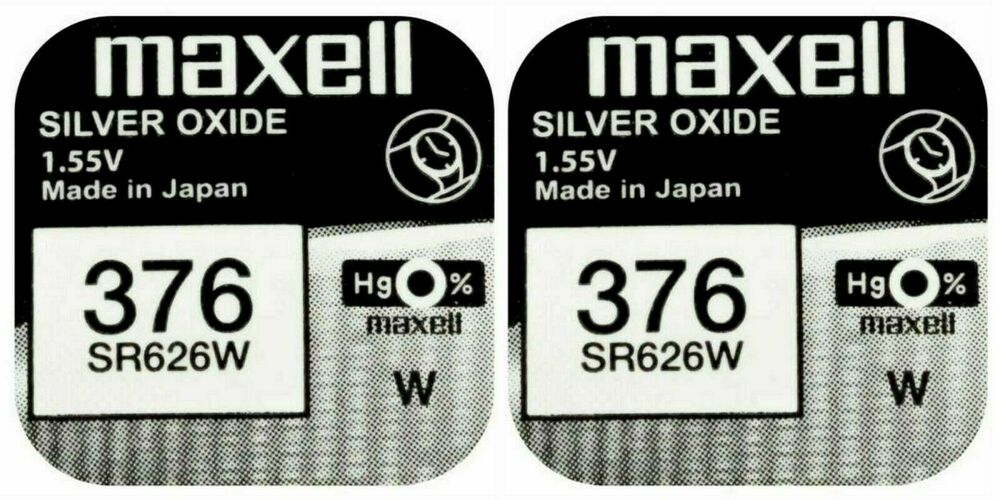 2 x Maxell 376 Pila Batteria Orologio Mercury Free Silver Oxide SR626W 1.55V_main_foto