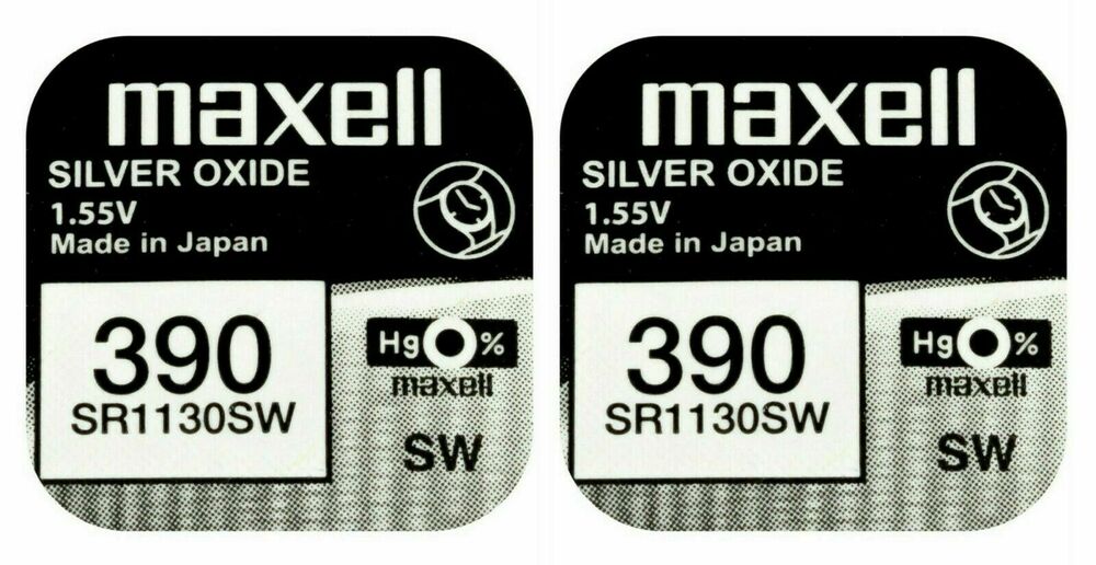 2 x Maxell 390 Pila Batteria Orologio Mercury Free Silver Oxide SR1130SW 1.55V_main_foto
