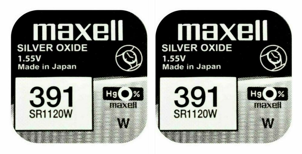 2 x Maxell 391 Pila Batteria Orologio Mercury Free Silver Oxide SR1120SW 1.55V_main_foto