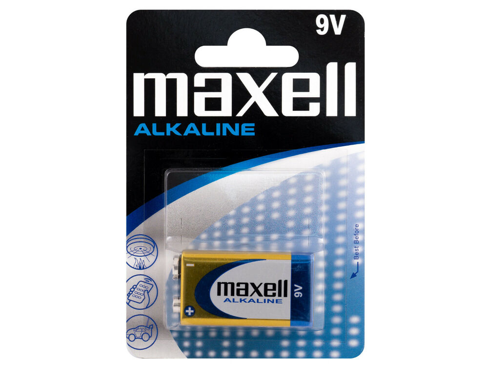 Maxell 9V Pila Batteria Alcalina Transistor 6LR61 6LF22 Blister Battery_main_foto