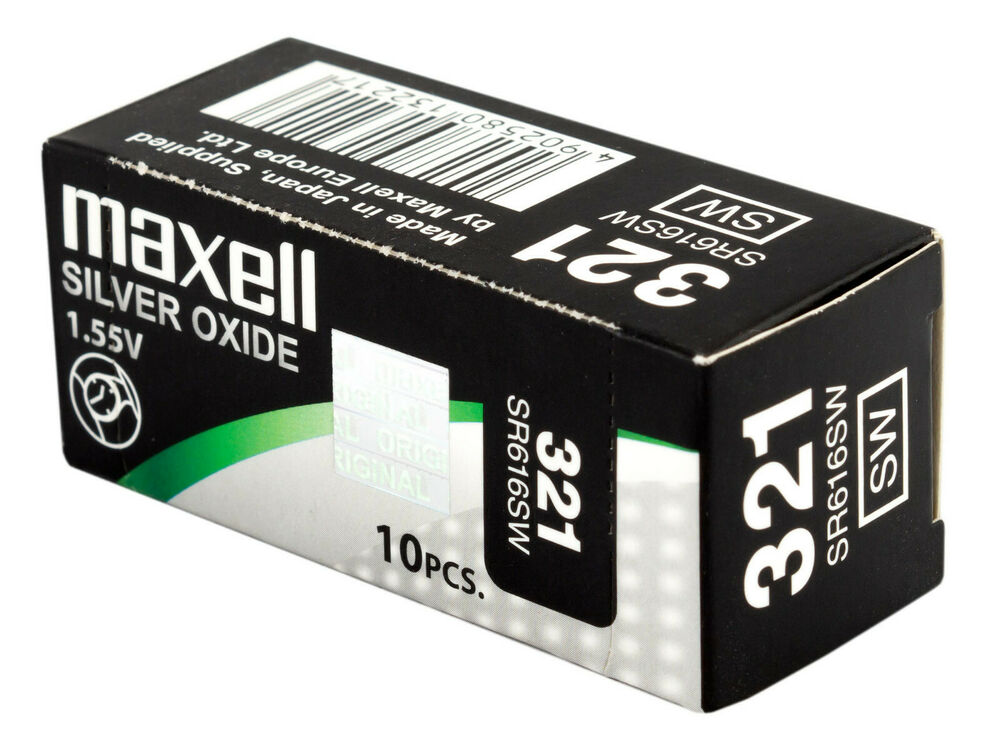 10 x Maxell 321 Pile Batterie Scatola Mercury Free Silver Oxide SR616SW 1.55V_main_foto