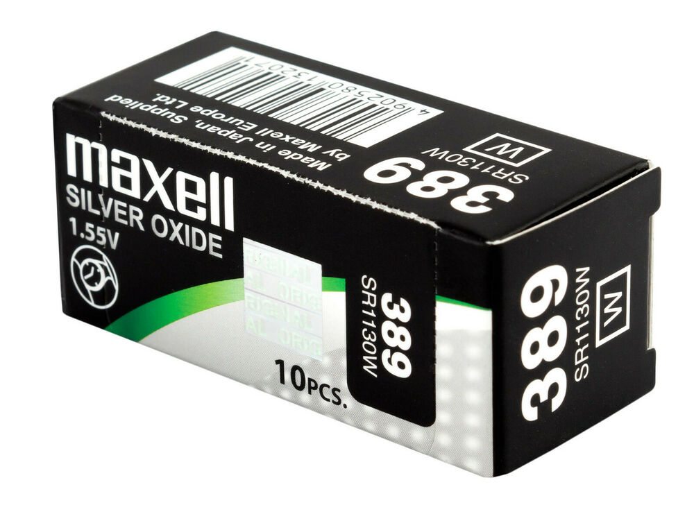 10 x Maxell 389 Pile Batterie Scatola Mercury Free Silver Oxide  SR1130W 1.55V_main_foto