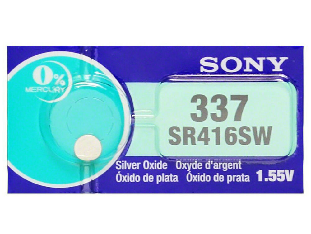 Sony 337 Pila Batteria Orologio Mercury Free Silver Oxide SR416SW Japan 1.55V_main_foto