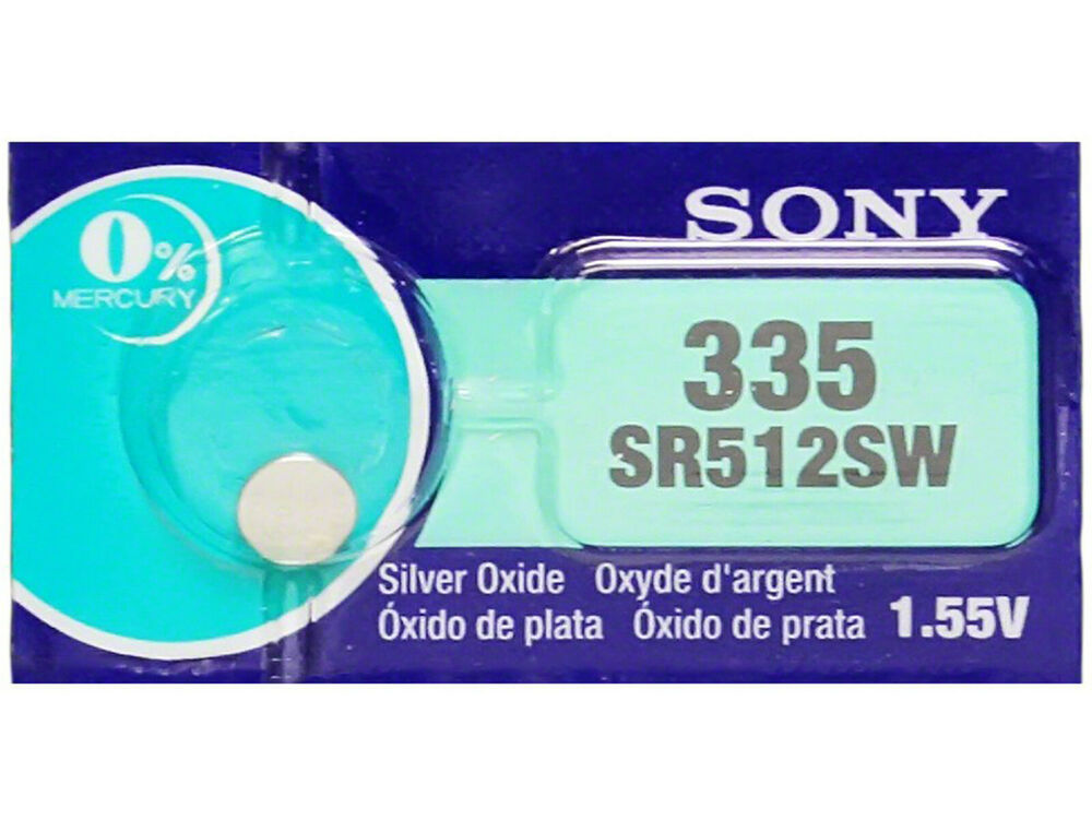 Sony 335 Pila Batteria Orologio Mercury Free Silver Oxide SR512SW Japan 1.55V_main_foto
