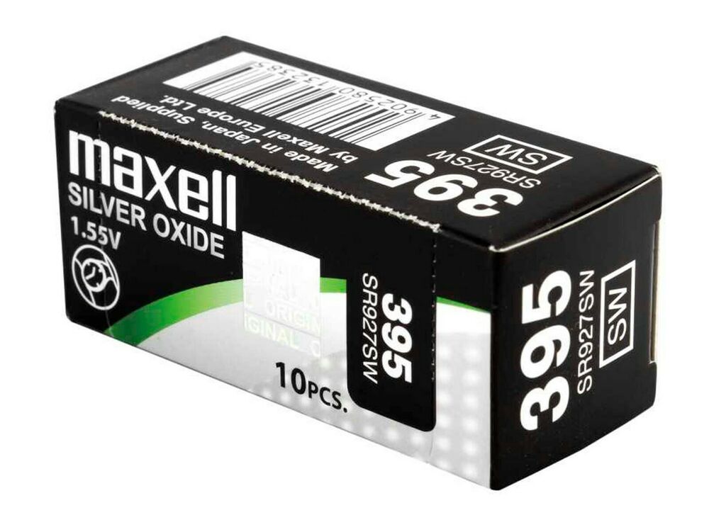 10 x Maxell 395 Pile Batterie Scatola Mercury Free Silver Oxide SR927SW 1.55V_main_foto