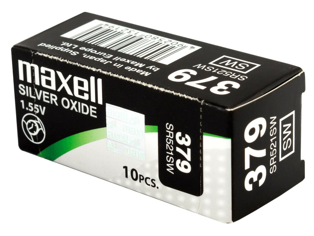 10 x Maxell 379 Pile Batterie Scatola Mercury Free Silver Oxide SR521SW 1.55V_main_foto