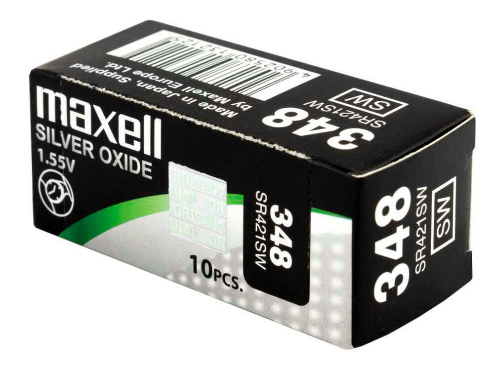 10 x Maxell 348 Pile Batterie Scatola Mercury Free Silver Oxide SR421SW 1.55V_main_foto