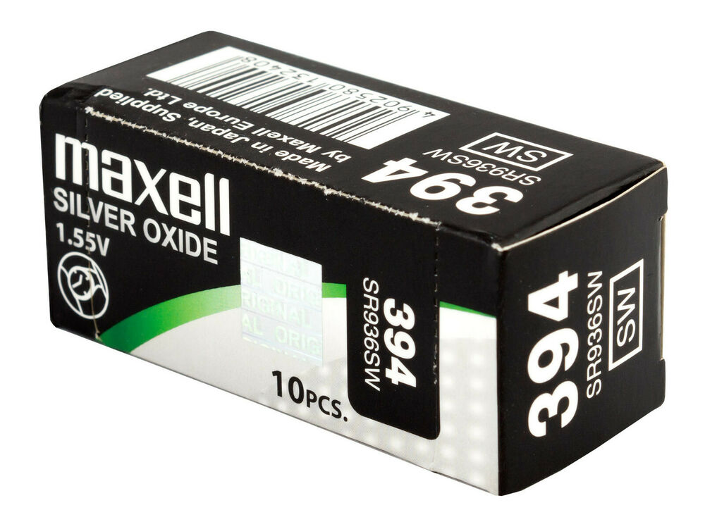 10 x Maxell 394 Pile Batterie Scatola Mercury Free Silver Oxide SR936SW 1.55V_main_foto