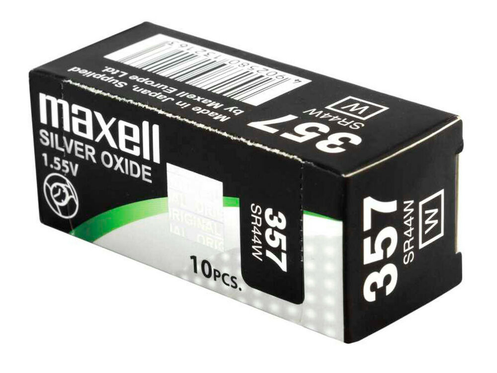10 x Maxell 357 Pile Batterie Scatola Mercury Free Silver Oxide SR44W 1.55V_main_foto
