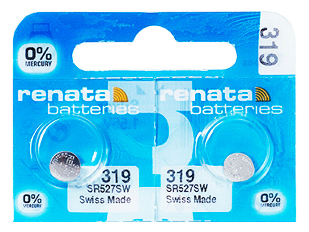 2 x Renata 319 Pile Batterie Blister Mercury Free Silver Oxide SR527SW 1.55V_main_foto