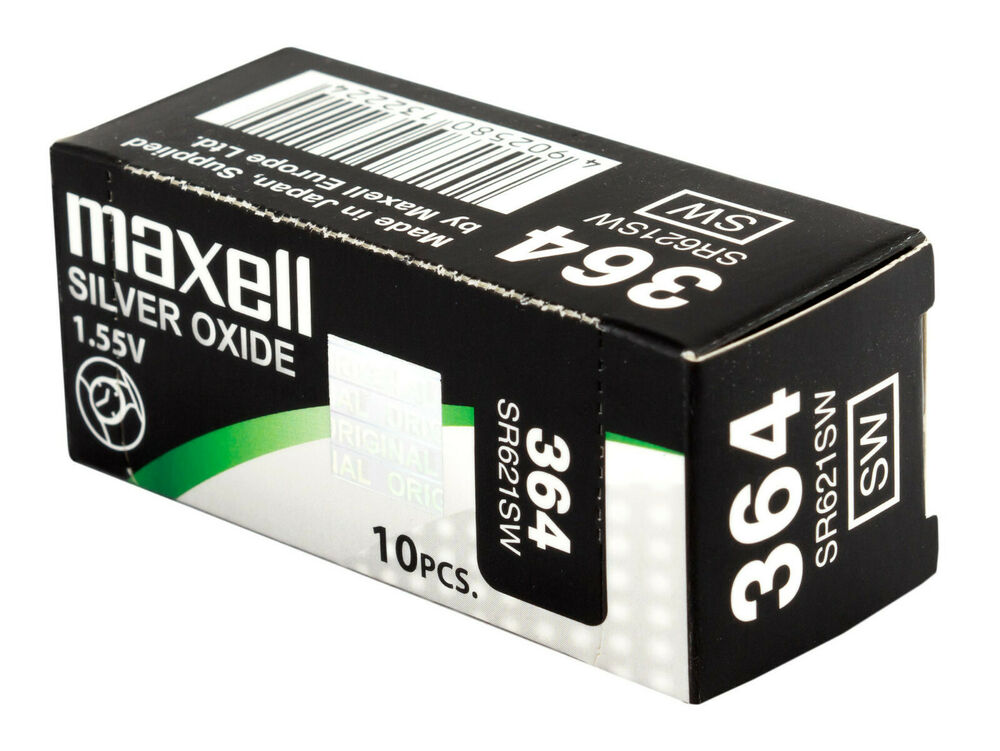 10 x Maxell 364 Pile Batterie Scatola Mercury Free Silver Oxide SR621SW 1.55V_main_foto