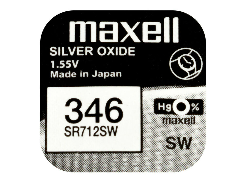 Maxell 346 Pila Batteria Orologio Mercury Free Silver Oxide SR712SW Japan 1.55V_main_foto