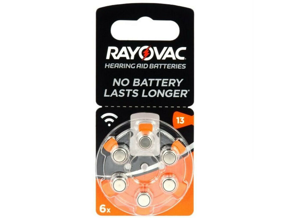 6 x Rayovac 13 Pile Batterie per Apparecchi Acustici Hearing Aid Batteries PR48_main_foto
