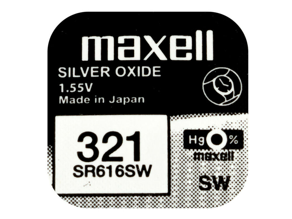 Maxell 321 Pila Batteria Orologio Mercury Free Silver Oxide SR616SW Japan 1.55V_main_foto
