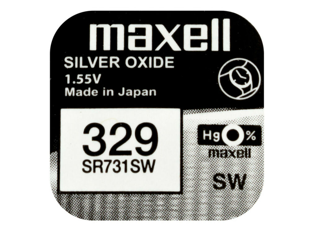 Maxell 329 Pila Batteria Orologio Mercury Free Silver Oxide SR731SW Japan 1.55V_main_foto